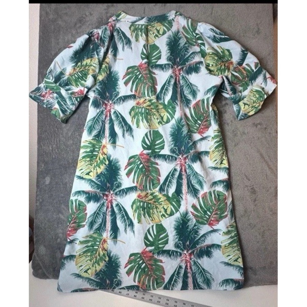 Amazon Casual Summer Dress Short Ruffle Sleeve V-neck Tropical Print Size XL